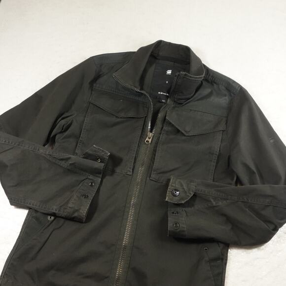 G Star Raw Jacket Mens Small Black Field Military Style Full Zip Canvas - Picture 1 of 9